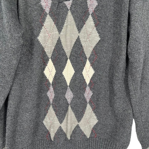 Vintage Sweater Pronti Argyle Gray High Neck‎ 1/4 Zip Men’s 3X - Picture 3 of 10